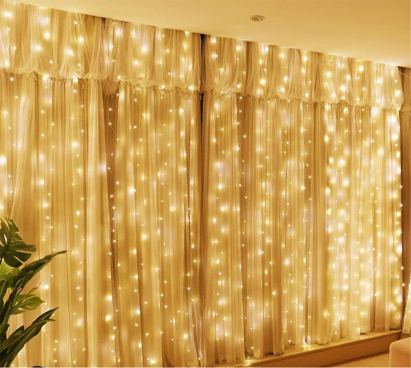 Cortina LED 3x3M – Luces Navideñas Decorativas con 8 Modos para Interior y Exterior