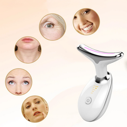 AgeDefy - Masajeador de Cuello y Cara EMS con Terapia LED para Afirmar la Piel