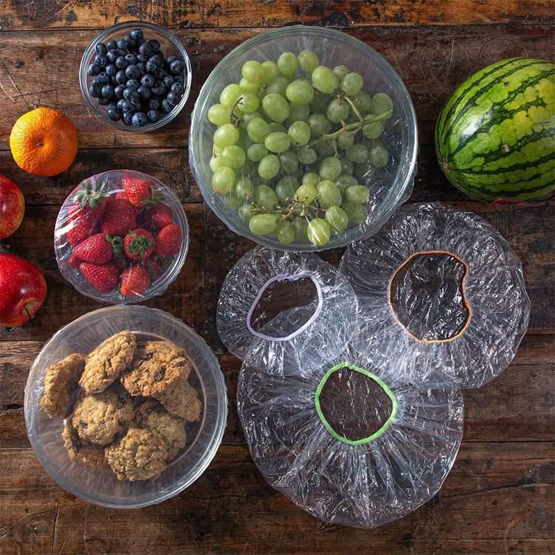 Tapas elásticas plásticas reutilizables para alimentos (100 pcs)
