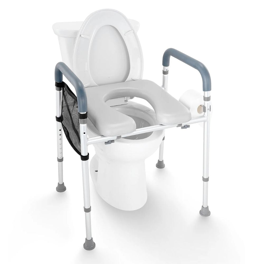 Asiento Elevador de Inodoro Ajustable con Agarraderas