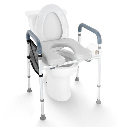 Asiento Elevador de Inodoro Ajustable con Agarraderas