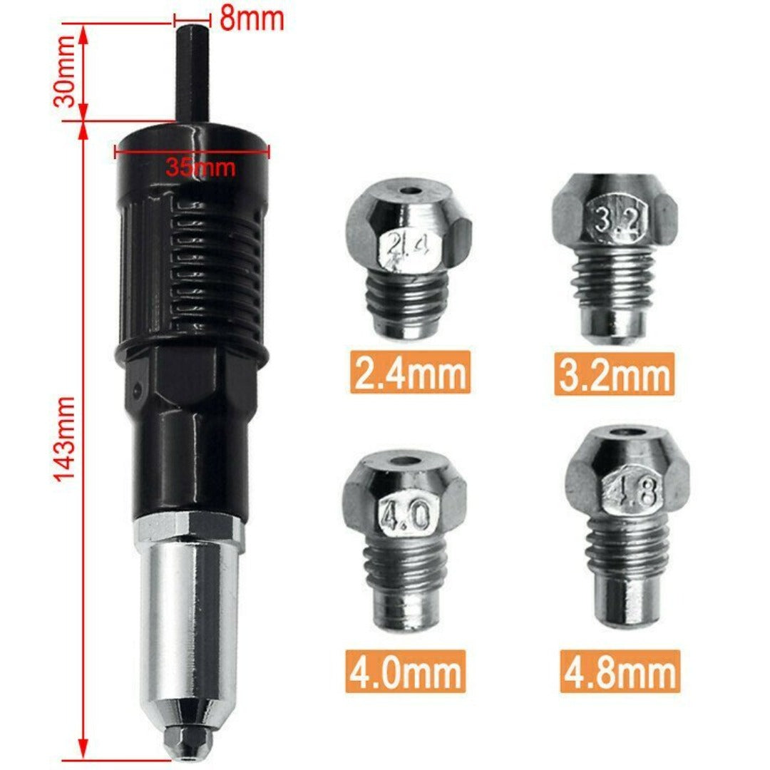 Professional Rivet Gun Adapter | 4Pcs  Nozzle Bolts