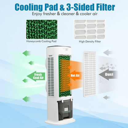 Enfriador Evaporativo Remoto – Ventilador 3 en 1 – Temporizador 9H