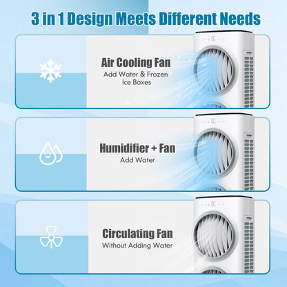 Enfriador Evaporativo Remoto – Ventilador 3 en 1 – Temporizador 9H
