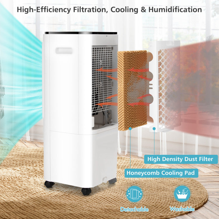 Soraya Enfriador de Aire 4-en-1 – Refrigeración Evaporativa – Tanque 12L – Paquetes de Hielo – Frescura Duradera