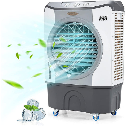 Enfriador Evaporativo Industrial - Ventilador 4 en 1 - Tanque 12 Galones - Ruedas Fácil Rodaje