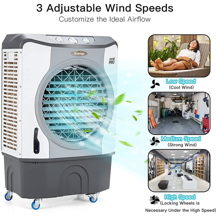 Enfriador Evaporativo Industrial - Ventilador 4 en 1 - Tanque 12 Galones - Ruedas Fácil Rodaje