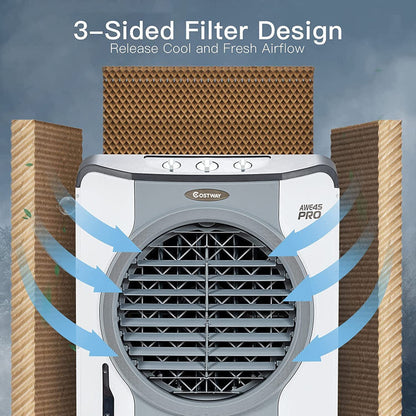 Enfriador Evaporativo Industrial - Ventilador 4 en 1 - Tanque 12 Galones - Ruedas Fácil Rodaje