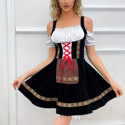 Vestido Dirndl para Damas - Sin Hombros - Material de Alta Calidad - Perfecto para Oktoberfest