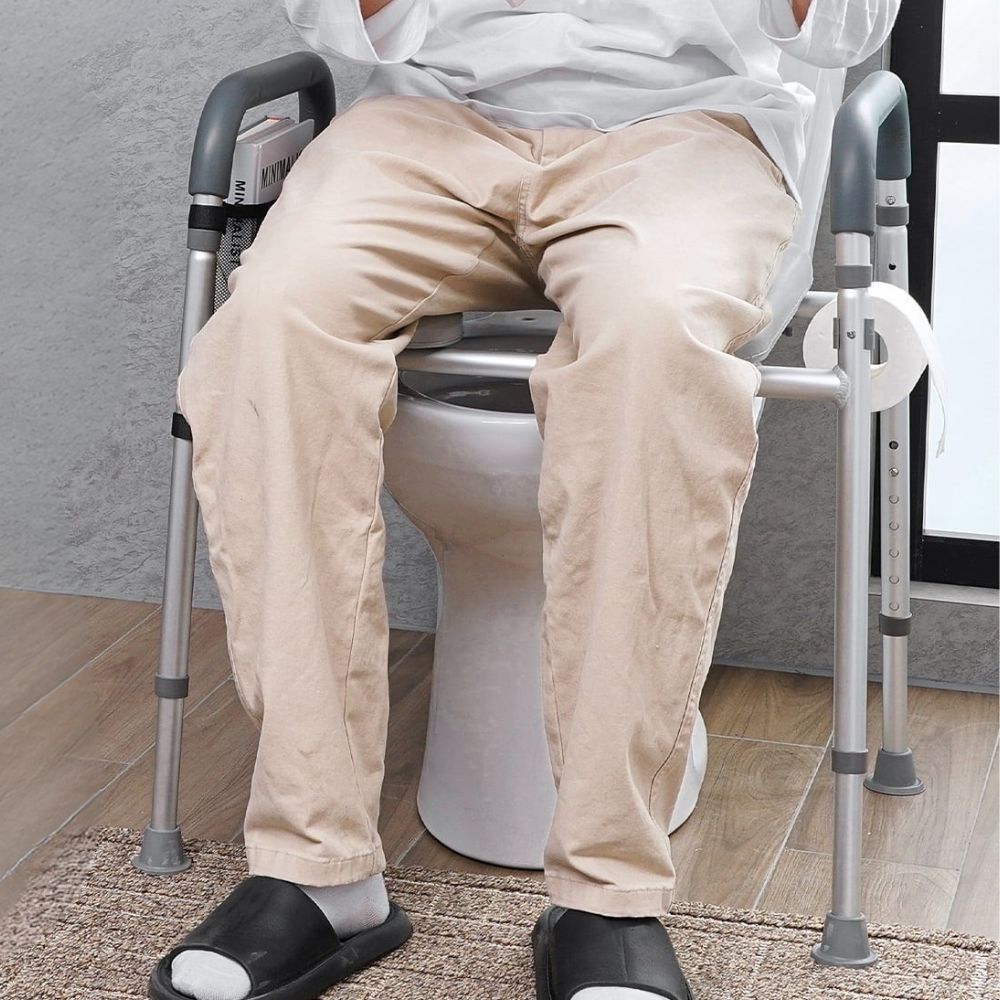 Asiento Elevador de Inodoro Ajustable con Agarraderas