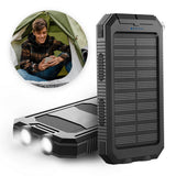 Banco de Energía Solar Impermeable de 500000mAh con Puertos USB Dobles y Linterna LED - Mejor Cargador Portátil para Uso en Exteriores