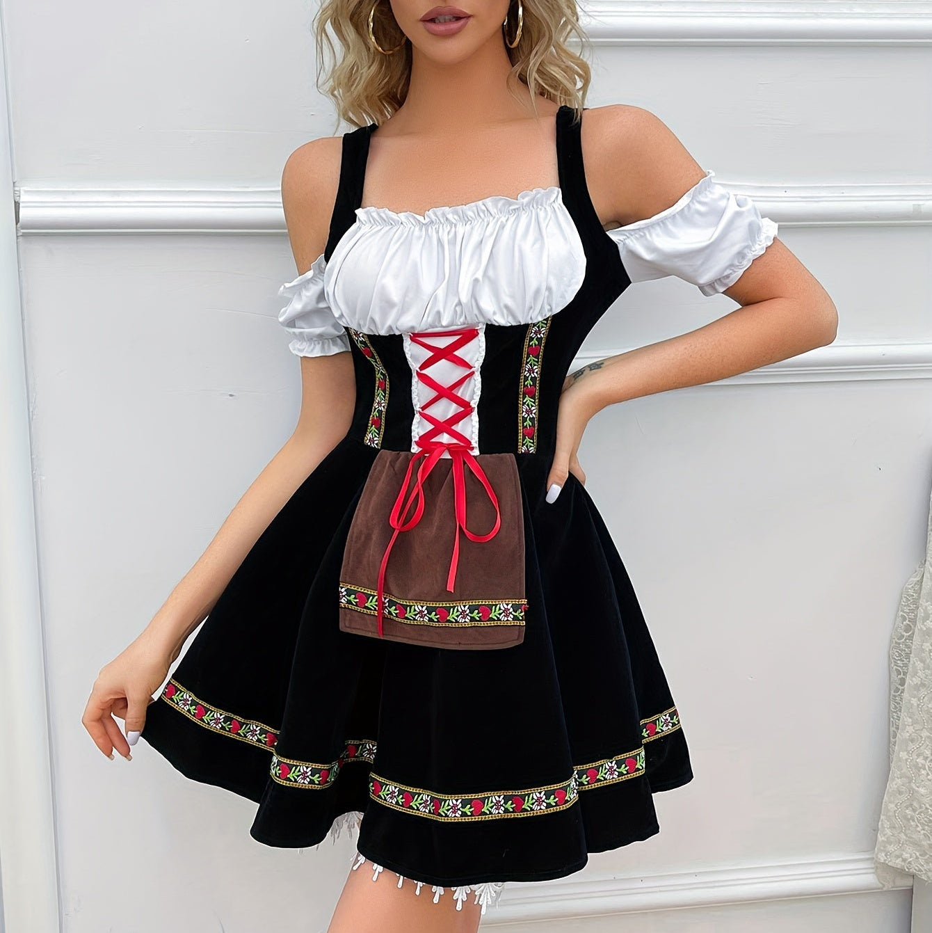 Vestido Dirndl para Damas - Sin Hombros - Material de Alta Calidad - Perfecto para Oktoberfest