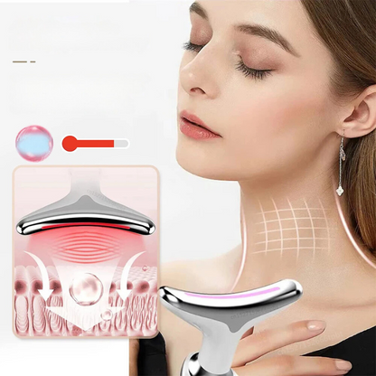 AgeDefy - Masajeador de Cuello y Cara EMS con Terapia LED para Afirmar la Piel