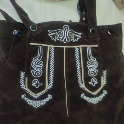 Pantalones Lederhosen para Hombre - Cuero de Alta Calidad - Tirantes y Camisa - Atuendo Tradicional para Fiestas