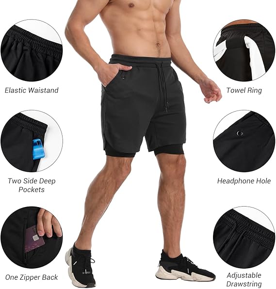 Pantalones Cortos de Gimnasio - Bolsillo para Teléfono - Forro Cómodo