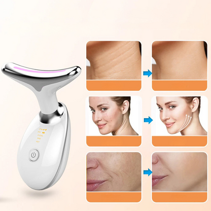 AgeDefy - Masajeador de Cuello y Cara EMS con Terapia LED para Afirmar la Piel
