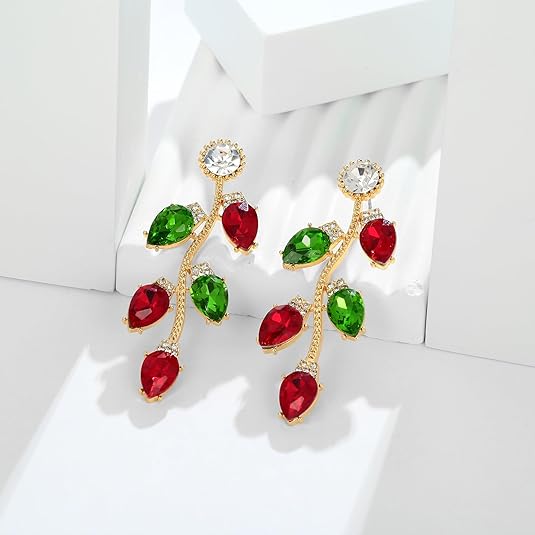 Pendientes Navideños JollyGems – Colgantes Brillantes y Ligeros para Mujer