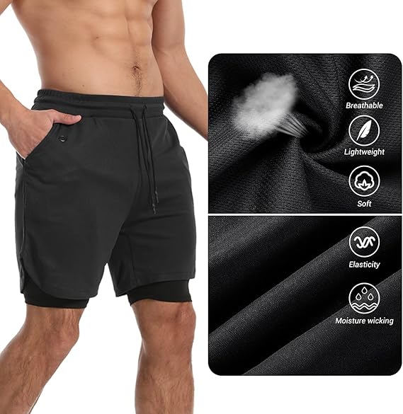 Pantalones Cortos de Gimnasio - Bolsillo para Teléfono - Forro Cómodo