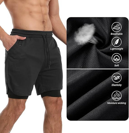 Pantalones Cortos de Gimnasio - Bolsillo para Teléfono - Forro Cómodo