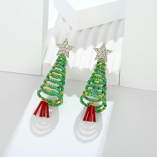 Pendientes Navideños JollyGems – Colgantes Brillantes y Ligeros para Mujer