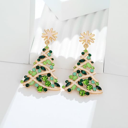 Pendientes Navideños JollyGems – Colgantes Brillantes y Ligeros para Mujer