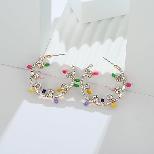 Pendientes Navideños JollyGems – Colgantes Brillantes y Ligeros para Mujer