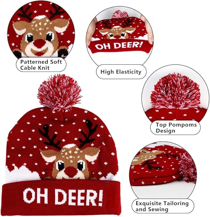 Czapka Świąteczna LED GlowDeer – Ciepła, Świąteczna i Jasna
