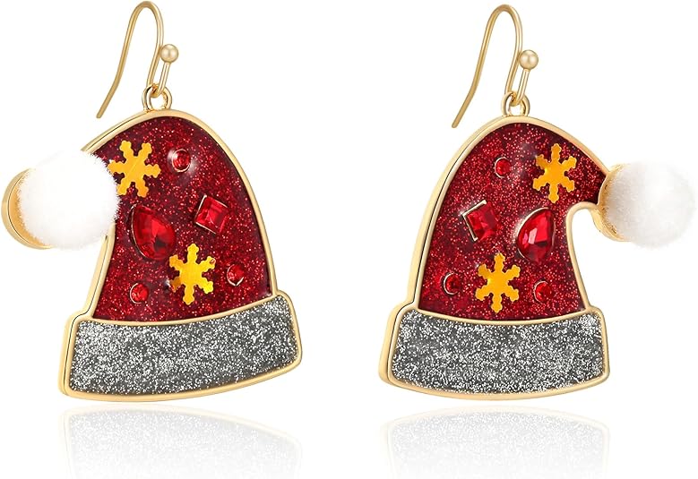 Pendientes Navideños JollyGems – Colgantes Brillantes y Ligeros para Mujer