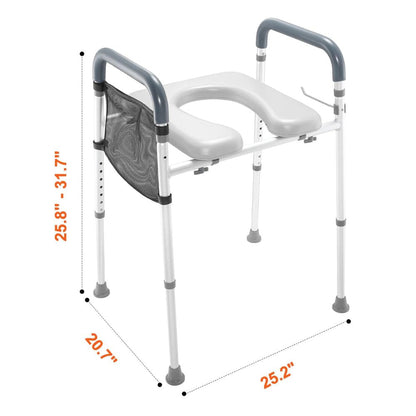 Asiento Elevador de Inodoro Ajustable con Agarraderas