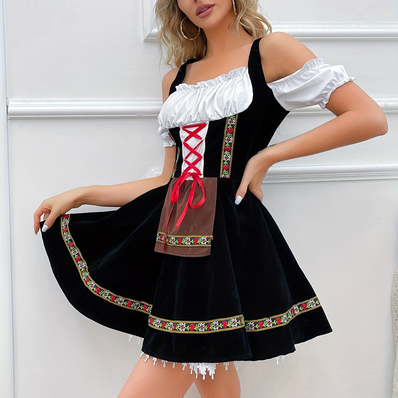Vestido Dirndl para Damas - Sin Hombros - Material de Alta Calidad - Perfecto para Oktoberfest