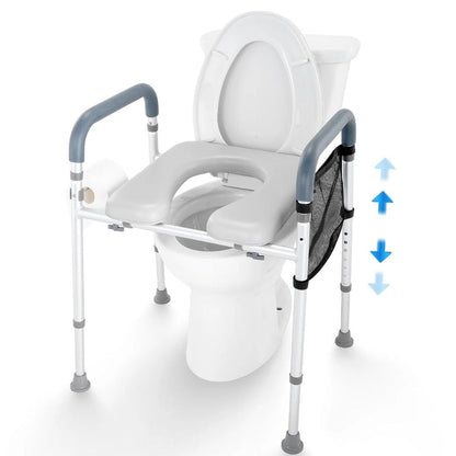 Asiento Elevador de Inodoro Ajustable con Agarraderas