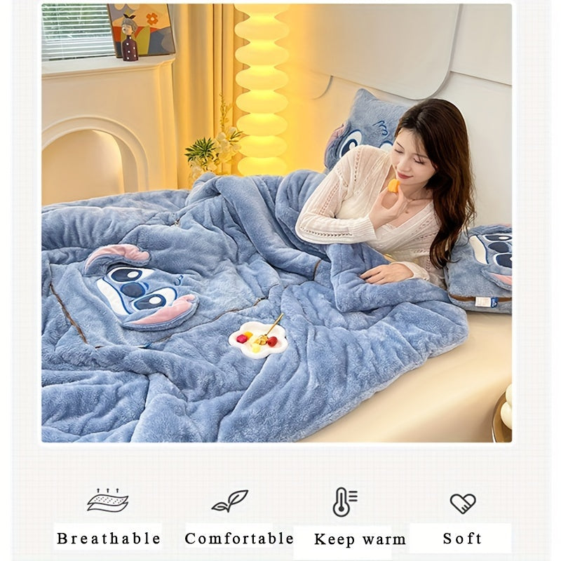 Cojín-Manta Stitch en Uno - Para Comodidad y Calidez en Uno