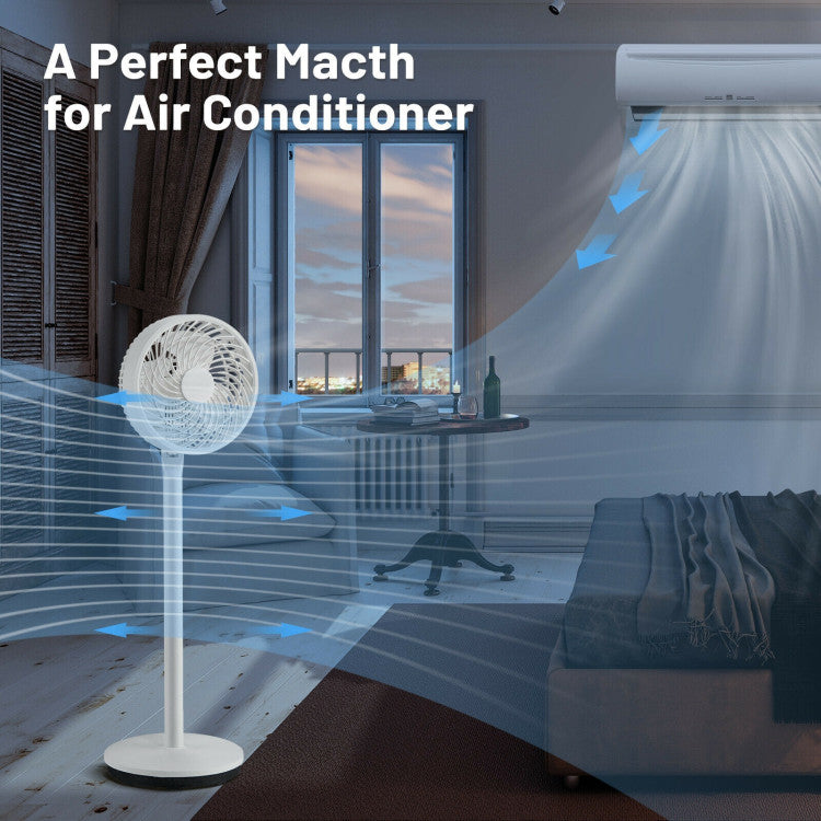 Ventilador de Pie 9" Oscilante - Altura y Velocidades Ajustables - Flujo Silencioso