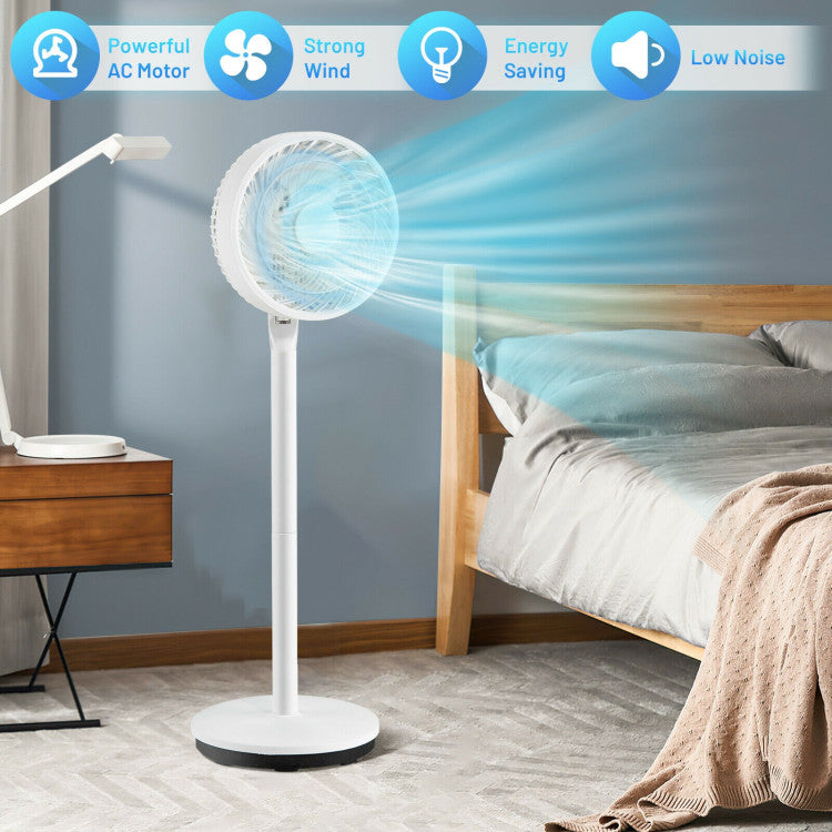Ventilador de Pie 9" Oscilante - Altura y Velocidades Ajustables - Flujo Silencioso