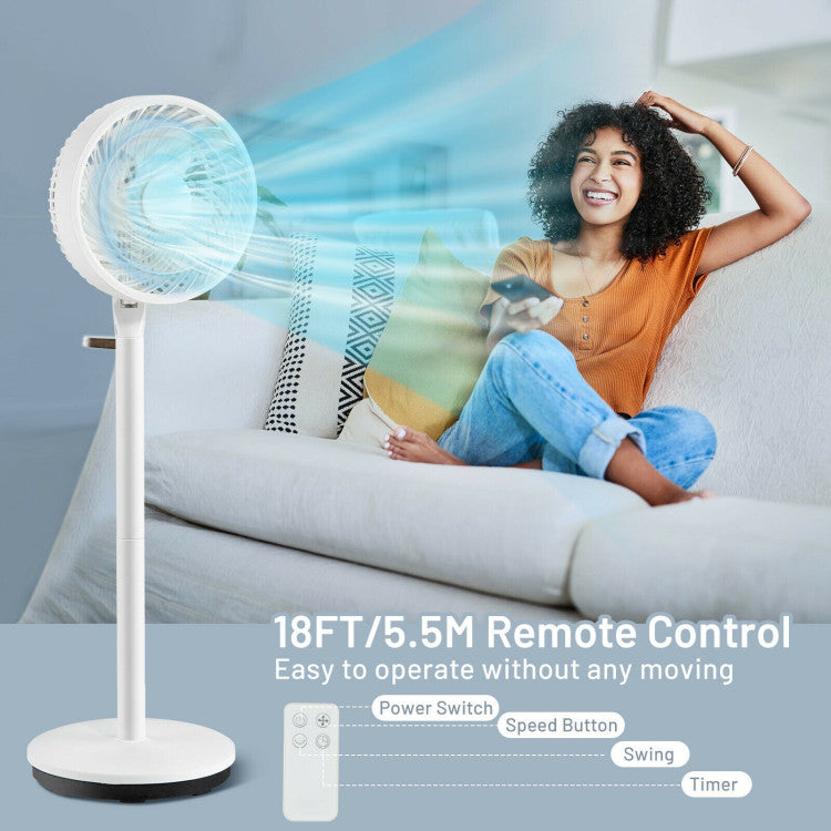 Ventilador de Pie 9" Oscilante - Altura y Velocidades Ajustables - Flujo Silencioso