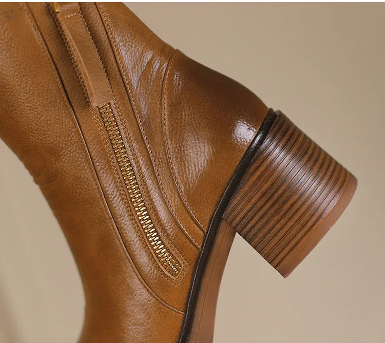 Zapatos de Cuero con Tacones Medios - Elegantes - Cómodos - LUXE-Zapatos - Mujer-VyFlair