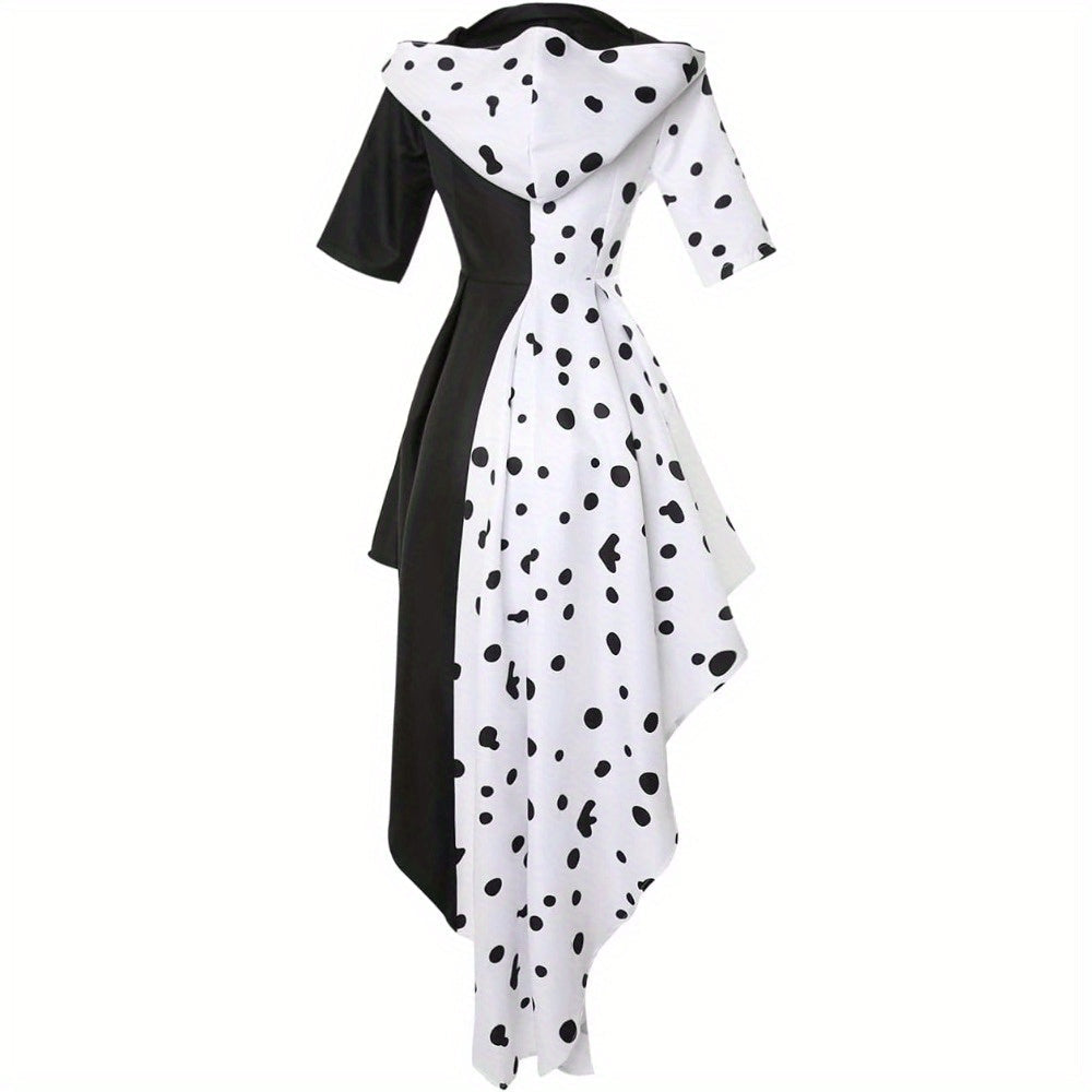 Vestido Disfraz Halloween Mujer - Dálmata Asimétrico Capucha