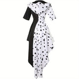 Vestido Halloween Mujer Dálmata Asimétrico con Capucha