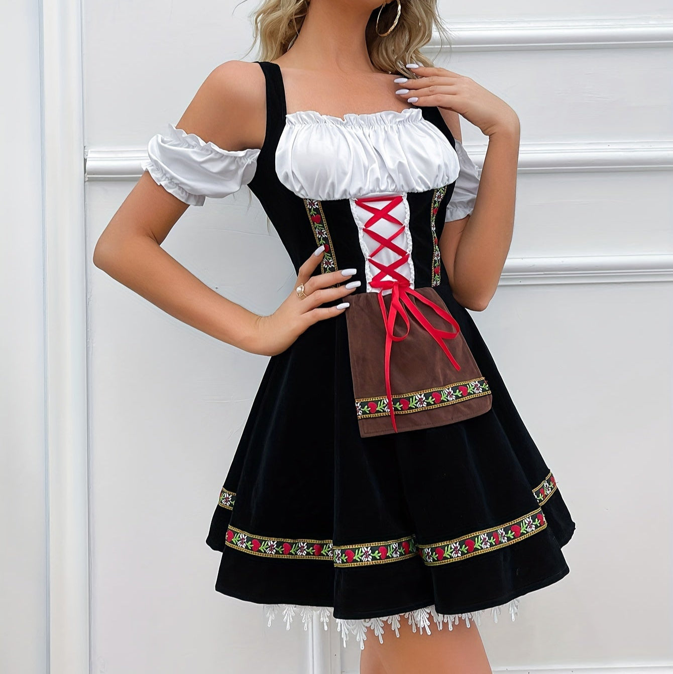 Vestido Dirndl para Damas - Sin Hombros - Material de Alta Calidad - Perfecto para Oktoberfest