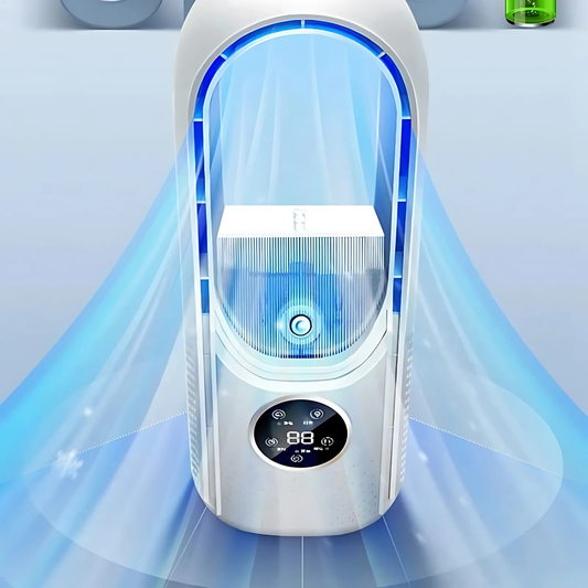 Airevo Enfriador de Aire - Ventilador USB Sin Aspas - 6 Niveles - Silencioso - Temporizador - Humidificación