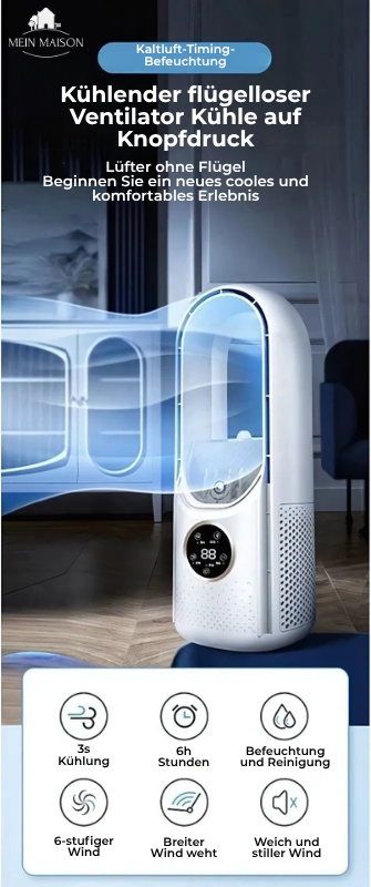 Airevo Enfriador de Aire - Ventilador USB Sin Aspas - 6 Niveles - Silencioso - Temporizador - Humidificación