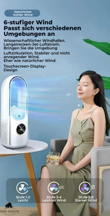 Airevo Enfriador de Aire - Ventilador USB Sin Aspas - 6 Niveles - Silencioso - Temporizador - Humidificación
