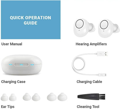 Audífonos Bluetooth con control de aplicación - diseño compacto recargable para una claridad mejorada y múltiples modos de audición