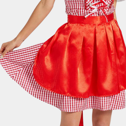 Vestido Dirndl para Damas - Elegante Rojo - Material de Alta Calidad - Traje de Oktoberfest