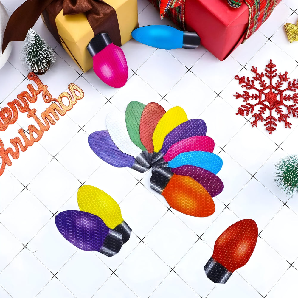 Decoraciones de Bombillas Magnéticas Reflectantes – Adornos Navideños Reutilizables para Coche y Hogar