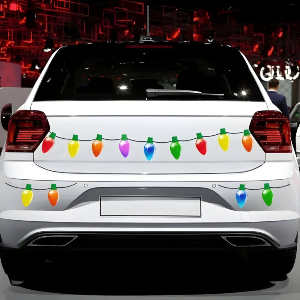 Decoraciones de Bombillas Magnéticas Reflectantes – Adornos Navideños Reutilizables para Coche y Hogar