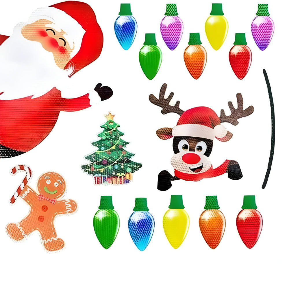 Decoraciones de Bombillas Magnéticas Reflectantes – Adornos Navideños Reutilizables para Coche y Hogar