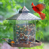 Comedero Colgante para Aves con Techo de Cobre