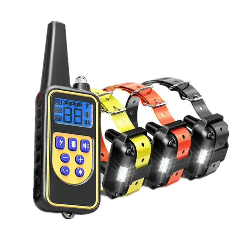 Collar de perro eléctrico impermeable con control remoto - recargable, ajustable para todas las tamaños, opciones de entrenamiento humano
