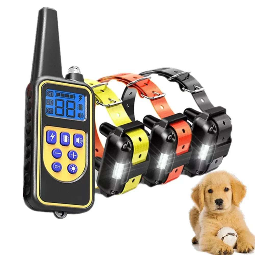 Collar de perro eléctrico impermeable con control remoto - recargable, ajustable para todas las tamaños, opciones de entrenamiento humano